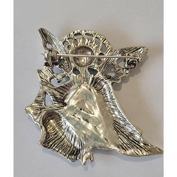 Christmas Guardian Angel Brooch Enamel Teal Color - Picture 2 of 5